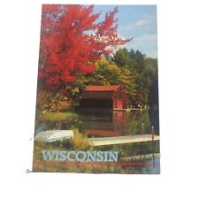 Postcard Wisconsin Countryside in Autumn Barn Red Leaves Midwest USA WI 12.2.46 picture