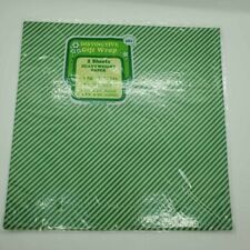 Vintage Tuttle Press Green Diagonal Stripes Gift Wrap Paper 8.3 SQ FT NEW picture