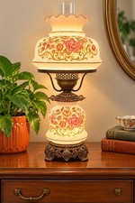 Vtg Quoizel Gone With The Wind Hurricane Double Lamp 60's 3 Way EUC Floral  picture