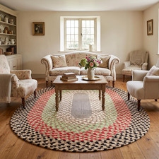 7X9 Earthton Oval Large Braided Rug for Farmhouse Style Bedrooms and Living Room picture