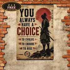 Samurai Warrior Bushido Code Motivational Quote Japanese Metal Sign picture