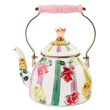 MacKenzie-Childs Palm Beach Check 2 Quart Tea Kettle, Garden Gala picture