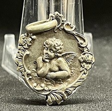 France 1920´ antique Baby Angel, Cherub & Our Lady of Rosary Art Nouveau medal picture