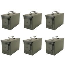 (6-Pack) 50 Cal Metal Ammo Can - Military Steel Storage Box for Gun Ammunition picture