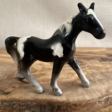 Vintage Ceramic Black & White Horse Figurine 4” Long 3.5” Tall picture