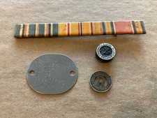 Named WW2 US Navy Sailor Lot Grouping Dog Tag Campaign Ribbon Bar Pin WWII picture