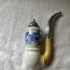 Avon Tribute Pipe Shaped Perfume Bottle 2 FL OZ Blue White Collectible picture