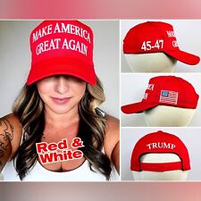 Red & White Official Trump 45-47 Make America Great Again 2024 MAGA Hat picture
