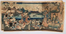 Edo Woodblock Triptych by Utagawa Kunisada Toyokuni III c1864 Original Ukiyo-e picture