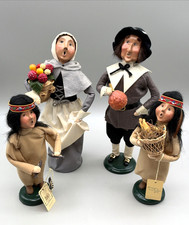 Vintage 1996 Byers Choice Carolers Thanksgiving Pilgrim Lot of 4 Native American picture