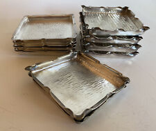 12pcs Wiskemann Silver Plated Art Deco Hammered Square Coasters Belgium 3.25in W picture