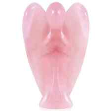 2inch Natural Rose Quartz Angel Figurines Carved Guardian Reiki Healing Angel picture