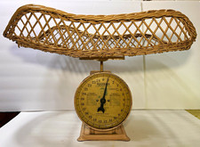 Hanson Vintage Nursery Baby Dial Scale w/ Wicker Basket Tray, Chicago USA picture
