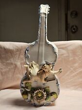 Antique Capodimonte  Porcelain Cherub Angel Violin Figurine Planter picture