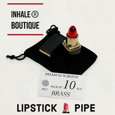 Collectible metal smoking pipes/ Lipstick 💄 Pipe RED In Velvet Pouch W/ Screens picture