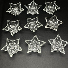 9 Vintage Star Glass Candle Holders 5-Point Taper Low Profile Candlesticks Set picture