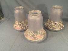 Vtg set of 3 Iridescent Art Glass Acid Etched 5&3/4