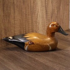 Vintage Wooden Duck FolkArt Glass Eye Hand Painted 12