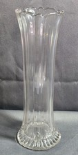 Vintage Clear Swung Vase Ribbed Stretch Glass 11