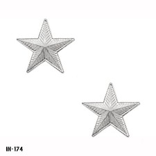 PAIR Brigadier General ~  1 Star Rank Pins ~ Bullion Look ~ Silver Tone ~ Gemsco picture