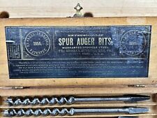 Vintage Russell Jennings Spur Auger Bit Box Set + Hand Auger Drill picture