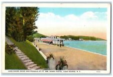 c1920's Lake Shore Drive & Pergola At Ft. WM Henry Hotel Lake George NY Postcard picture