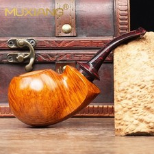 MUXIANG Briar Smooth Blowfish Pipe Handmade 3MM Wooden Air Chamber Tobacco Pipe picture