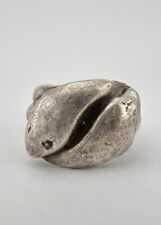 Early 1920's OLD Navajo Harvey Ingot Silver Coiled Double Head Snake Ring picture