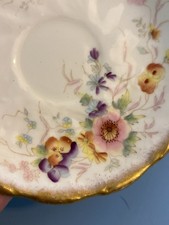 Antique Redfern Drakeford Pansy Floral Saucer Gold Gilt RD 322753 c1898 England picture