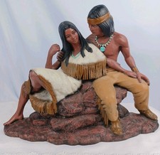 Vtg Georgies Bulldog Mold Native American Couple Rare Statue Figurine Indian picture