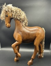 Vintage Hand-Carved Wooden Horse Female Mare w/ Mane Quality Made 17.5”x12” picture