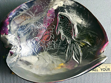 VTG 1977 Arthur Court Aluminum Footed Conch Shell Goldfish Bowl Carnelian Eye  picture