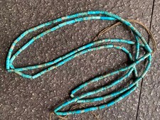 2Pcs Excellent Tibetan Old Turquoise 4x14mm Beads Necklaces  picture