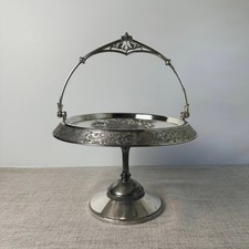 Antique Meriden B Co 1776 Silverplate Victorian Bride's Basket Figural picture