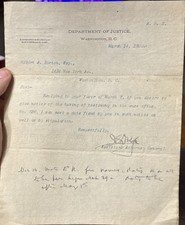 1896 Signed Letter Assistant U.S. Attorney General Joshua Dodge picture