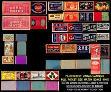 22-DIFFERENT FULL VINTAGE/ANTIQUE POCKET-SIZE MATCH BOXES ... SOME SCARCITIES picture