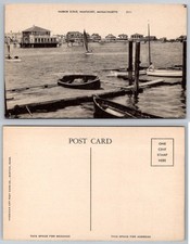 Nantucket Massachusetts Harbor Scene Waterfront Boats Buildings Postcard picture
