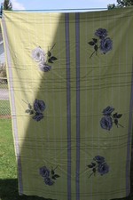 Vtg 1940S 50S 60S Tablecloth  Roses  Gray Yellow  35x55” picture