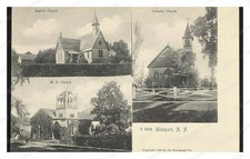 Westport New York Churches Standard Postcard COPY RPPC picture