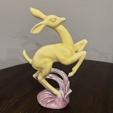 Vintage Cemar Clay Products Ceramic Yellow Deer Fawn Figure Statue, Marked picture
