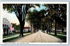 Wallingford Connecticut CT Postcard North Main Street Trees Road Buildings 1920 picture