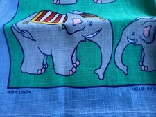 Vintage Ulster tea towel Irish Linen Circus Elephants Nursery / Bohemian  picture