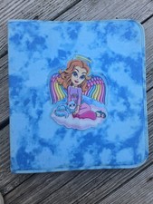 Rare Vintage Lisa Frank Glitter cat Angel Zip-up Trapper Keeper Binder picture