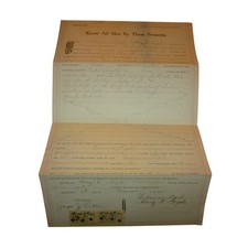Vintage 1902 Nebraska Warranty Deed Cass County Land Document Revenue Stamps picture