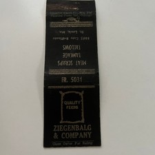 Ziegenbalg & Company Meat Scraps St Louis MO Vintage Matchbook Cover SMB19-6 picture
