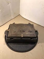vintage cast iron waffle maker #2 rectangle w/ base, original fully restored picture