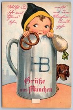 K37/ Interesting Postcard c1910 Germany Munich Dachshund Stein Dog 511 picture