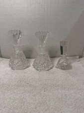 Vintage Clear Glass Perfume Bottles Lot of 3 Art Deco Style Fan Stoppers picture