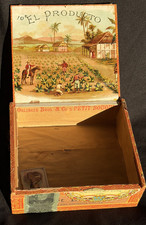 Antique Tobacco Fields Black Americana El Producto Wood Cigar Box 1920s Rare picture