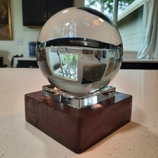 VTG Luxury BACCARAT Fortune Crystal Ball w/ Original Crystal Wood Base 6